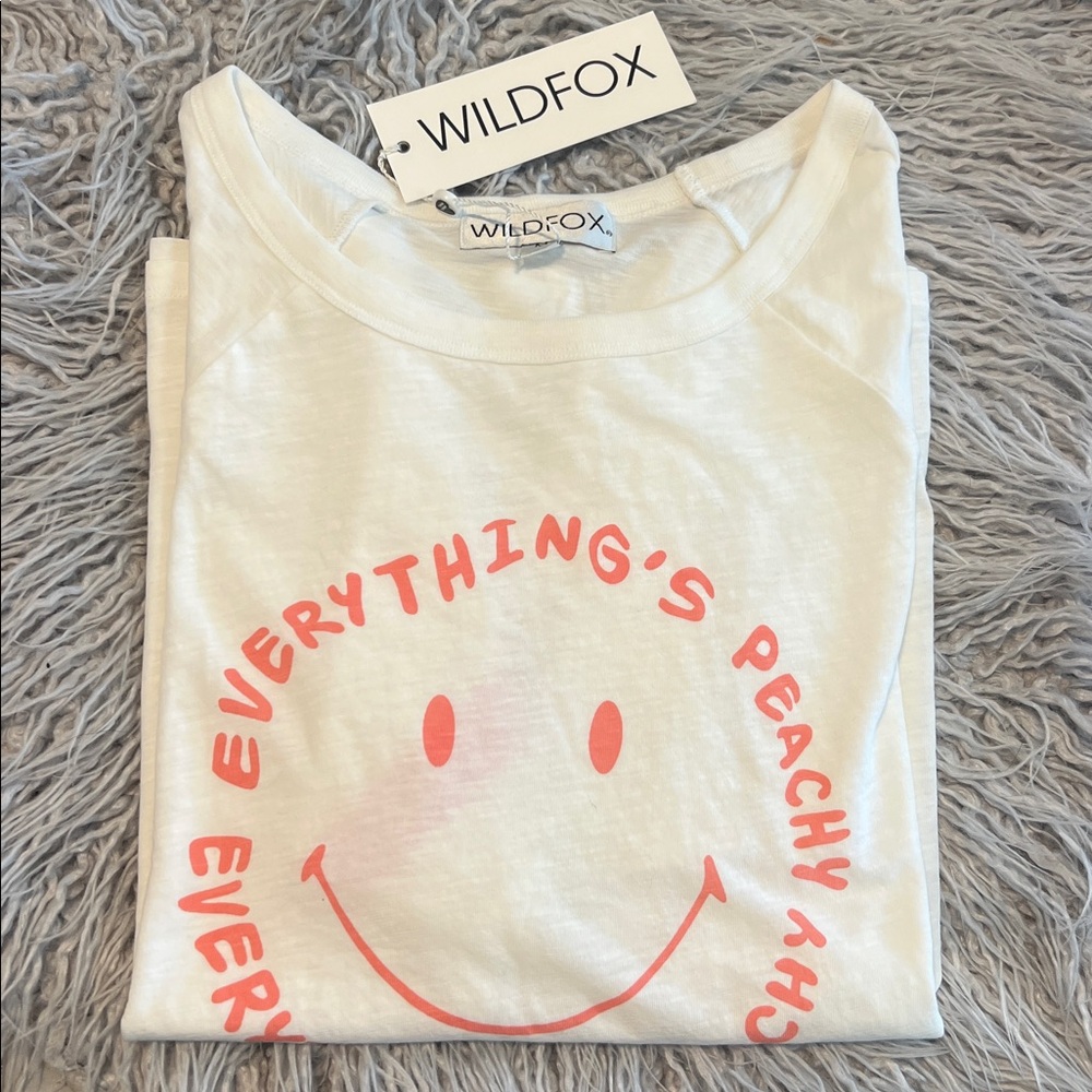 Wildfox White Tee with Peachy Graphic Medium